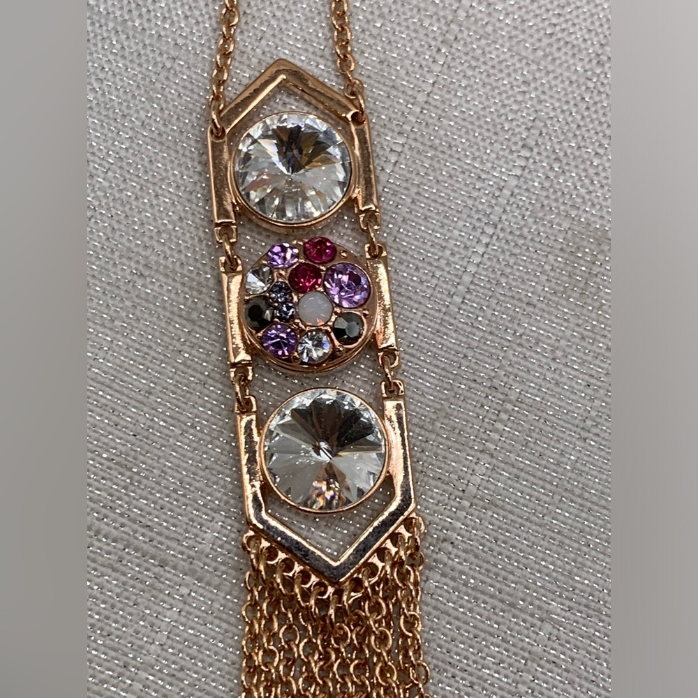 PETITE CHARM - Rose Gold Tasseled Snap Button BLING Necklace - Ginger Snaps & Co